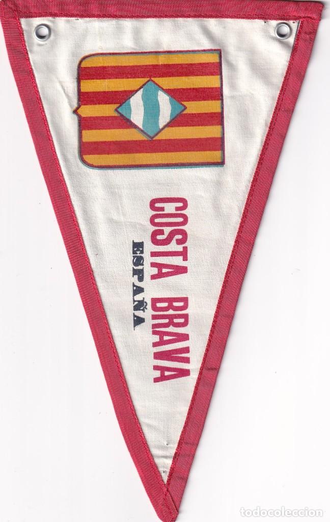 Bandierine di collezione: Bander&iacute;n en tela Recuerdo de Espa&ntilde;a Costra Brava unos 20 cm A&ntilde;os 50