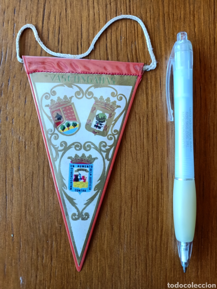 Galhardetes de cole&ccedil;&atilde;o: ANTIGUO BANDER&Iacute;N CERTIFICADO VASCONGADAS 21*7 CM