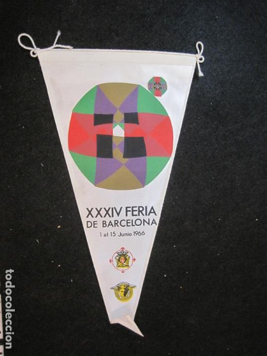Sammlung von Wimpeln: XXXIV FERIA DE BARCELONA-A&Ntilde;O 1966-BANDERIN ANTIGUO-VER FOTOS-(V-22.844)