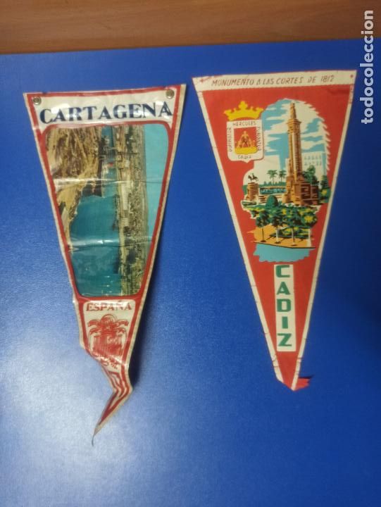 Sammlung von Wimpeln: LOTE 2 ANTIGUOS BANDERINES - CADIZ Y CARTAGENA