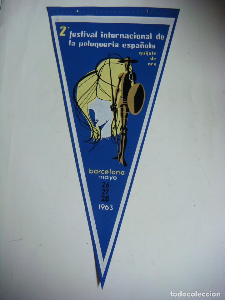 Galhardetes de cole&ccedil;&atilde;o: BANDERIN EN PLASTICO A&Ntilde;OS 60-2&ordm; FESTIVAL INTERNACIONAL DE PELUQUERIA ESPA&Ntilde;OLA 1963