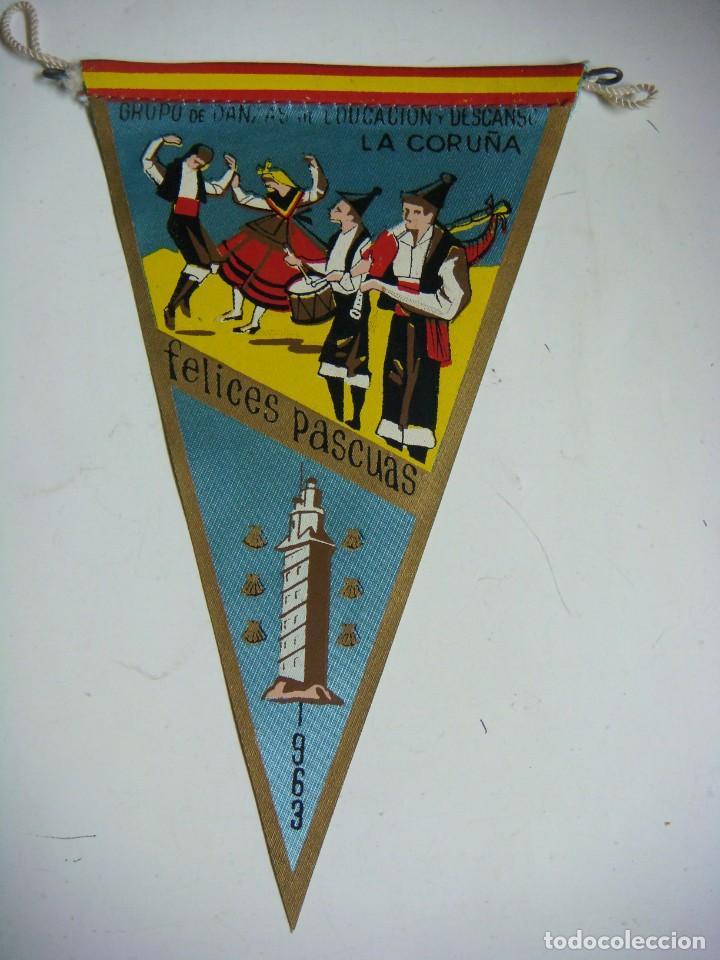 Galhardetes de cole&ccedil;&atilde;o: BANDERIN EN TELA A&Ntilde;OS 60-GRUPO DE DANZA DE EDUCACION Y DESCANSO LA CORU&Ntilde;A 1963