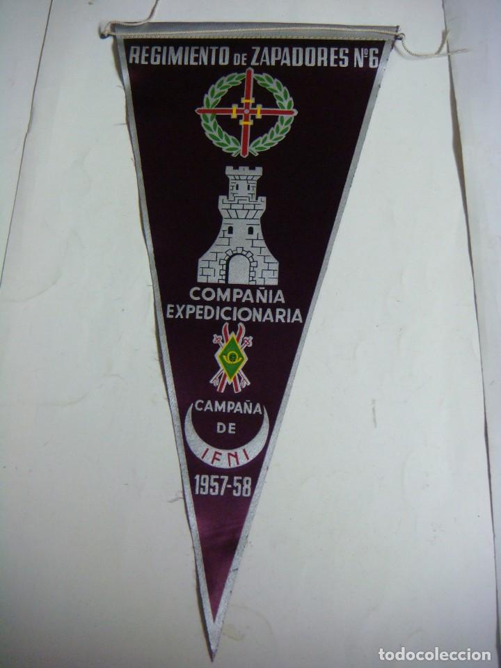 Bandierine di collezione: BANDERIN DE TELA DE LOS A&Ntilde;OS 60-REGIMIENTO DE ZAPADORES N&ordm;-6 CAMPA&Ntilde;A DE INFI 1957-58