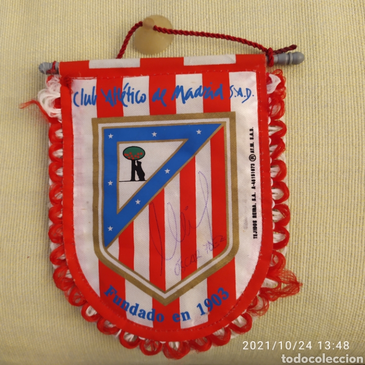 Bandierine di collezione: banderin futbol club atletico de madrid fundado en 1903 firmado oscar fernandez