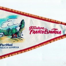 Banderines de colección: LE PERTHUS FRONTERA FRANCOESPAÑOLA BANDERIN DE TELA DOS CARAS IMAGEN DE LAS DOS FRONTERAS. Lote 309172723