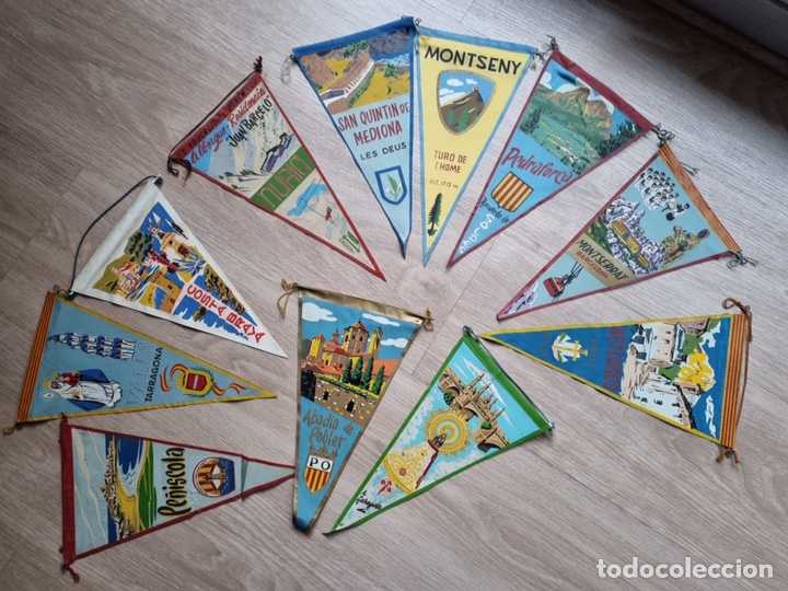 Galhardetes de cole&ccedil;&atilde;o: Banderines antiguos de Catalu&ntilde;a, Pe&ntilde;&iacute;scola y Zaragoza. 11 banderines.