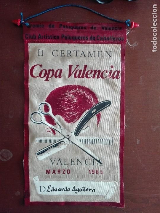 Galhardetes de cole&ccedil;&atilde;o: BANDERIN- GREMIO DE PELUQUEROS DE VALENCIA-1965-II CERTAMEN-COPA VALENCIA