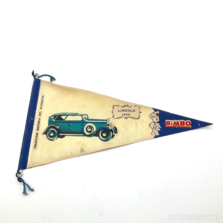 Galhardetes de cole&ccedil;&atilde;o: Bander&iacute;n antiguo publicitario BIMBO - LINCOLN 1930 16A Barcelona - Colecci&oacute;n historia del autom&oacute;vil