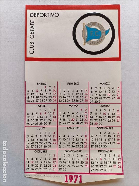Banderines de colecci&oacute;n: CALENDARIO CLUB GETAFE DEPORTIVO 1971