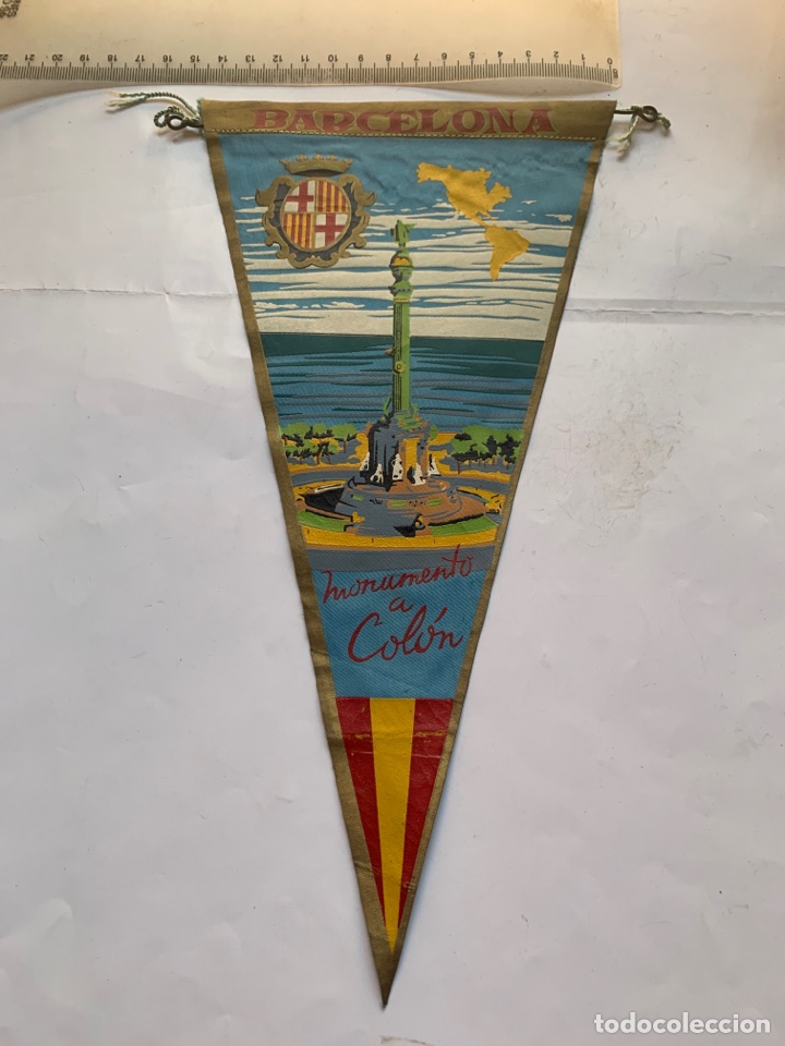 Fanions de collection: BANDER&Iacute;N. BARCELONA. MONUMENTO A COLON. IRUPE.