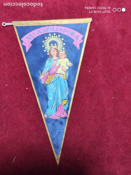 Banderines de colecci&oacute;n: banderin maria auxiliadora a&ntilde;os 60 26 cm