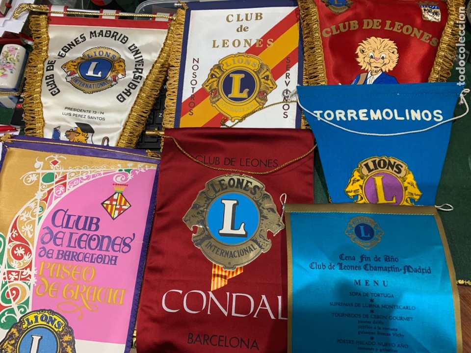 lote (7) banderines antiguo del club leones - m - Compra venta en  todocoleccion