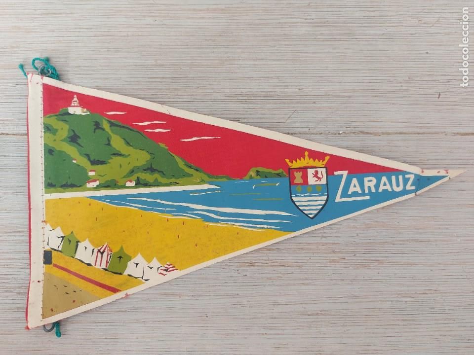 Fanions de collection: ANTIGUO BANDERIN DE ZARAUZ - A&Ntilde;OS 60 - 25 CM -