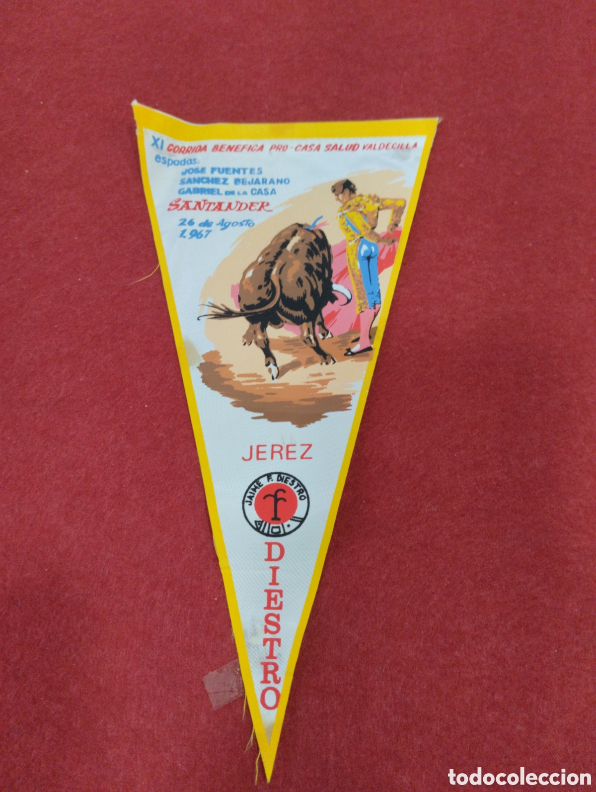 Collection pennants: BANDERIN TOROS TAUROMAQUIA SANTANDER 1967