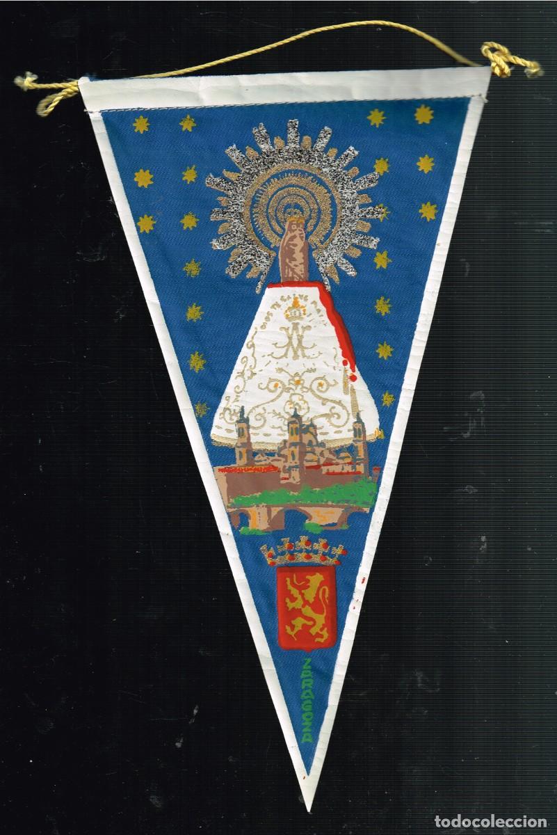 Galhardetes de cole&ccedil;&atilde;o: ANTIGUO BANDER&Iacute;N TELA / SERIGRAF&Iacute;ADA Zaragoza Virgen del Pilar con Purpurina y Escudo