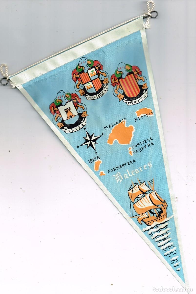 Fanions de collection: 60&acute;s ca. BANDER&Iacute;N TELA/SERIGRAF&Iacute;A BALEARES: MALLORCA, MENORCA, IBIZA, FORMENTERA, CONEJERA, CABRERA