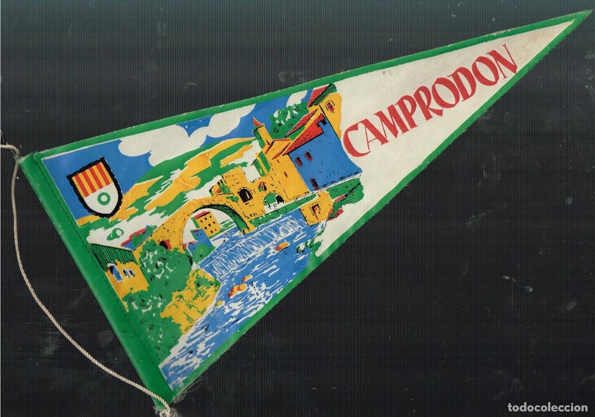Fanions de collection: 60&acute;s ca. BANDER&Iacute;N TELA/SERIGRAF&Iacute;A Escudo e ilustraci&oacute;n (PUENTE ROM&Aacute;NICO) de CAMPRODON