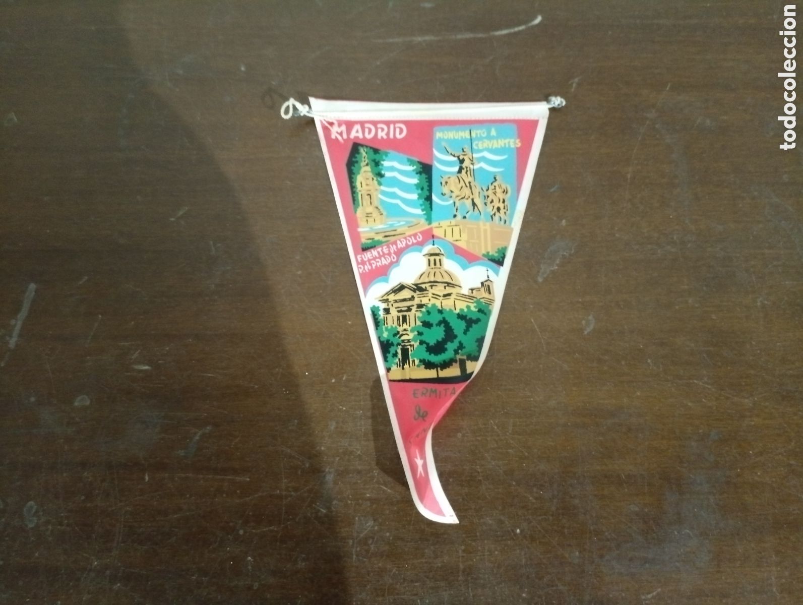 Fanions de collection: Bander&iacute;n tela Madrid Cervantes ermita de san Antonio recuerdo 25cm