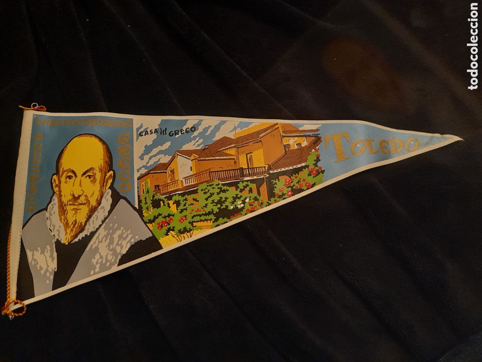 Sammlung von Wimpeln: Antiguo banderin, Casa del Greco, Toledo, mide 36,5 cm de altura