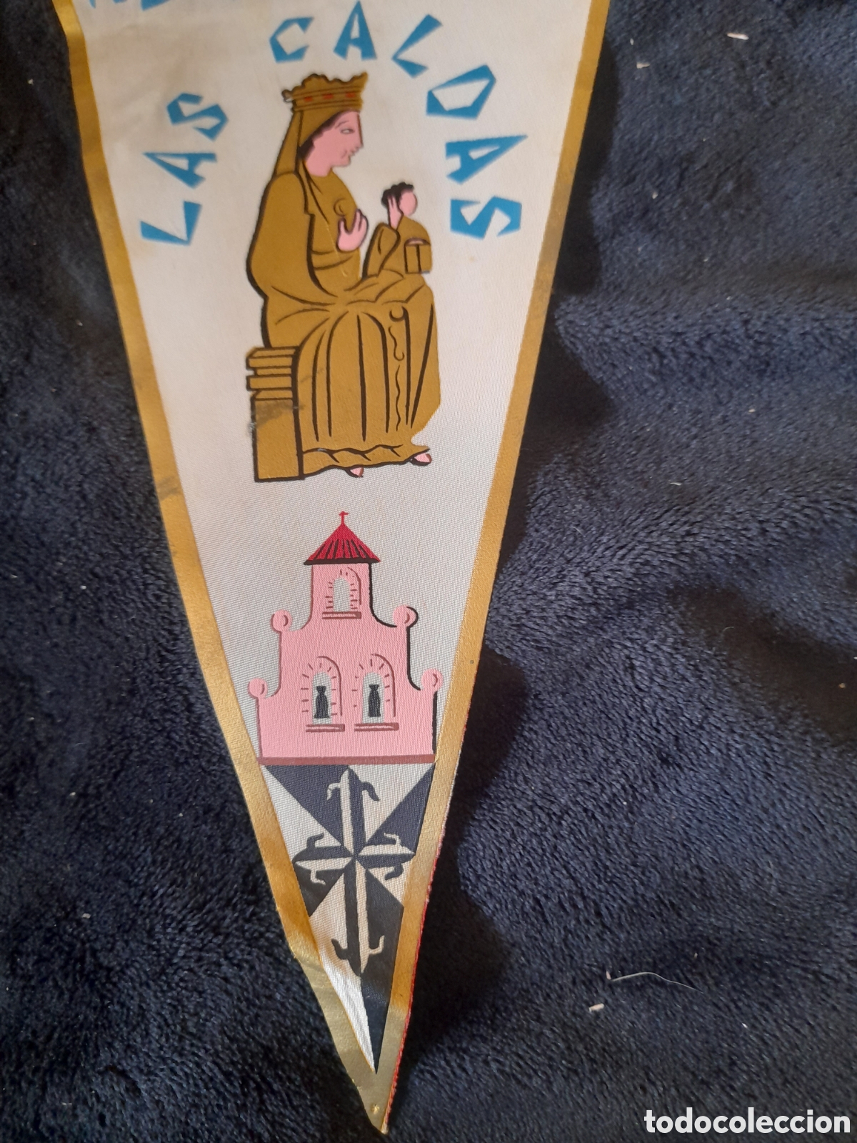 Fanions de collection: Antiguo banderin de Nuestra Se&ntilde;ora de Las Caldas, mide 28 cm de altura