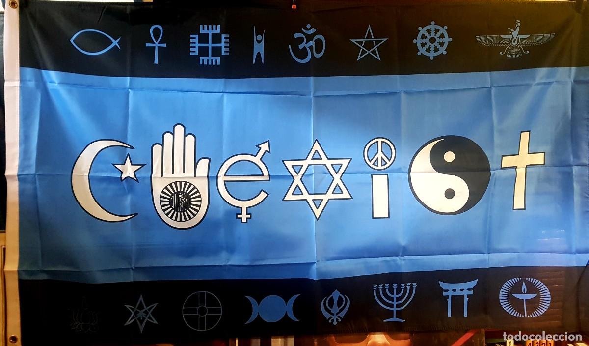 Galhardetes de cole&ccedil;&atilde;o: BANDERA COEXIST 155CMX90CM