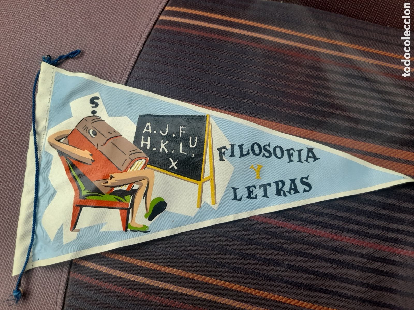 Fanions de collection: Antiguo banderin, Filosof&iacute;a y letras, mide 25 cm de altura