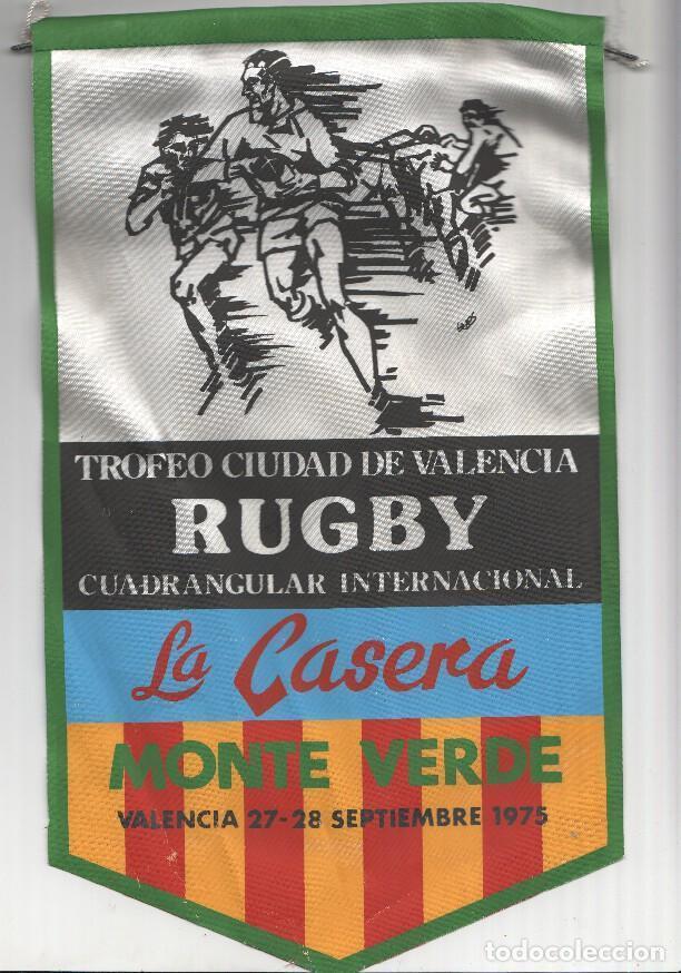Bandierine di collezione: BANDERIN: TROFEO CIUDAD DE VALENCIA DE RUGBY: Cuadrangular Internacional Monte Vede, Valencia 1975