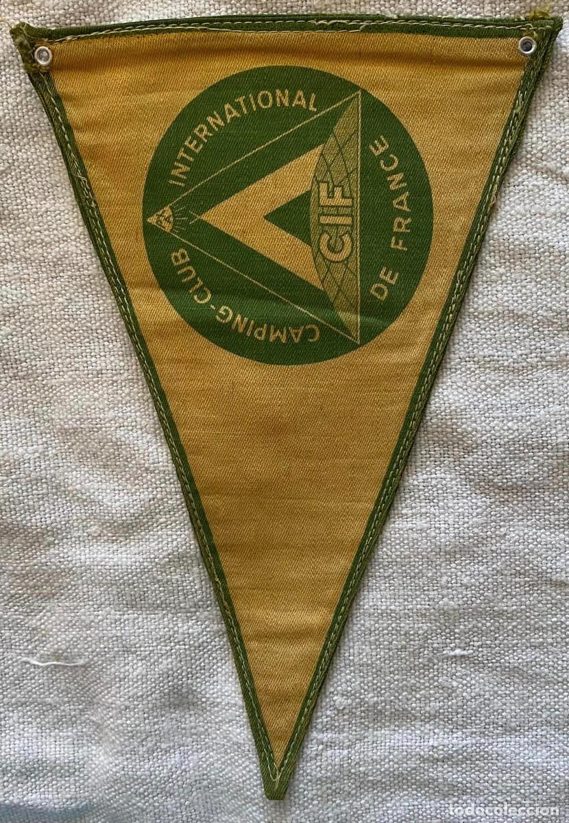 Sammlung von Wimpeln: camping banderin, Vintage, A&ntilde;os 60, Camping Club Internacional de Francia Medidas - 20cm x 12cm