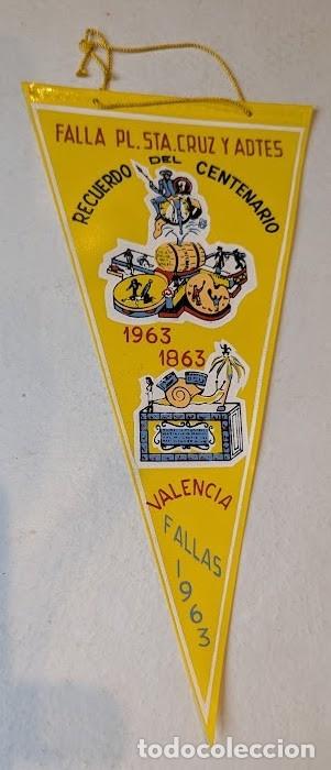 Banderines de colecci&oacute;n: FALLA PL. STA. CRUZ Y ADTES 1963 CENTENARIO - Foto 1