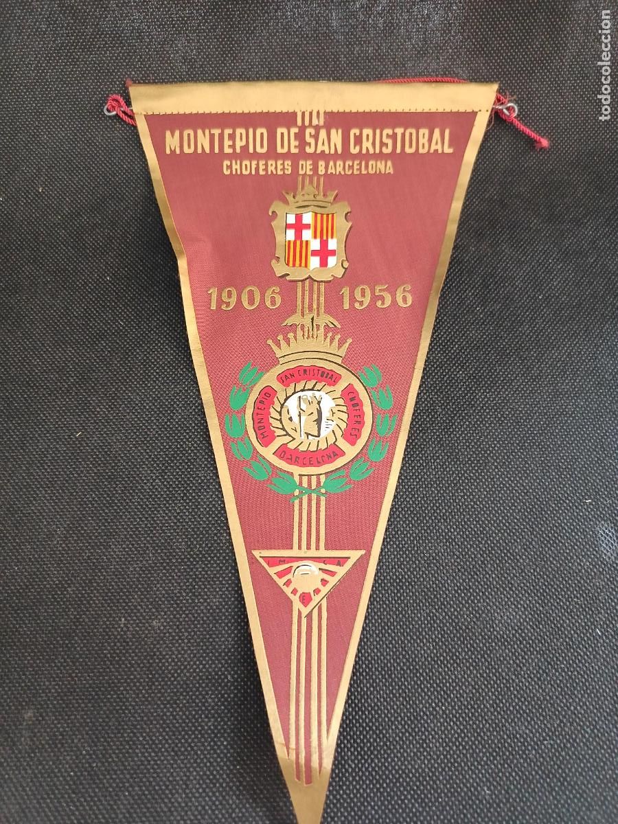 Banderines de colecci&oacute;n: Banderin montepio san cristobal choferes barcelona 1956