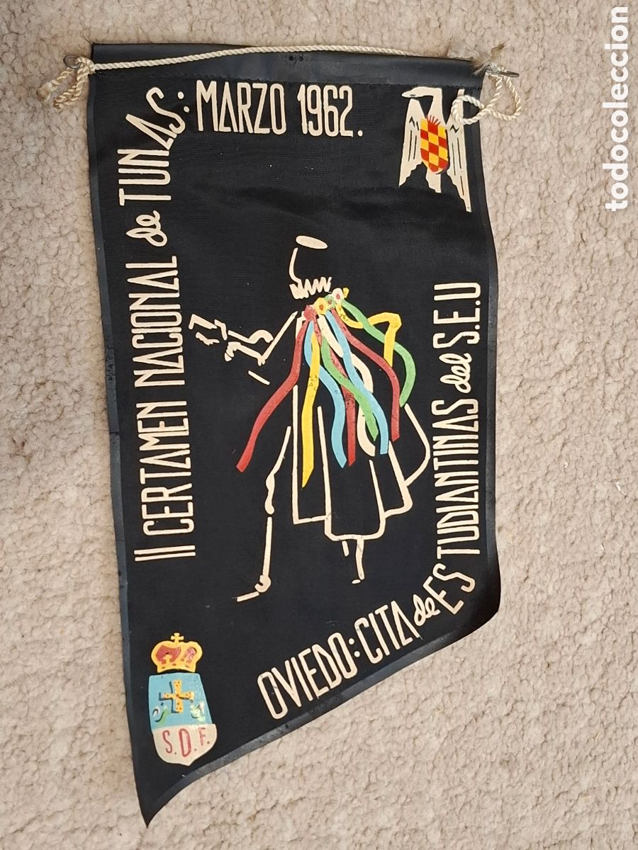 Banderines de colecci&oacute;n: Banderin II Certamen Nacional de Tunas marzo 1962 Oviedo, S.E.U. tuna