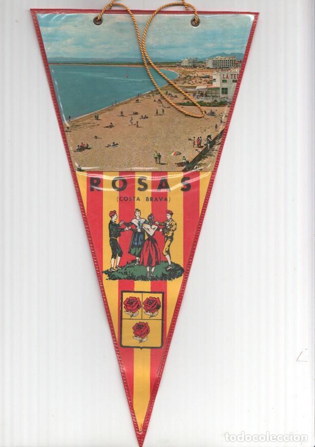 Collection pennants: BANDERIN: ROSAS, Girona - Imagen de la playa y escudo de la localidad - VARIOS