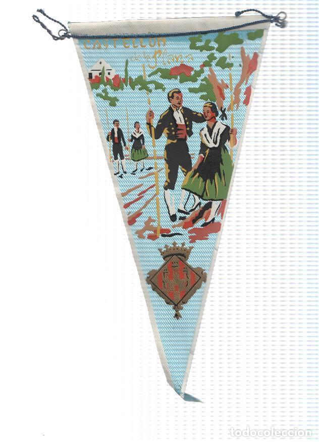 Collection pennants: BANDERIN: CASTELLON DE LA PLANA - Ilustracion costumbrista con trajes tipicos y escudo de la localid
