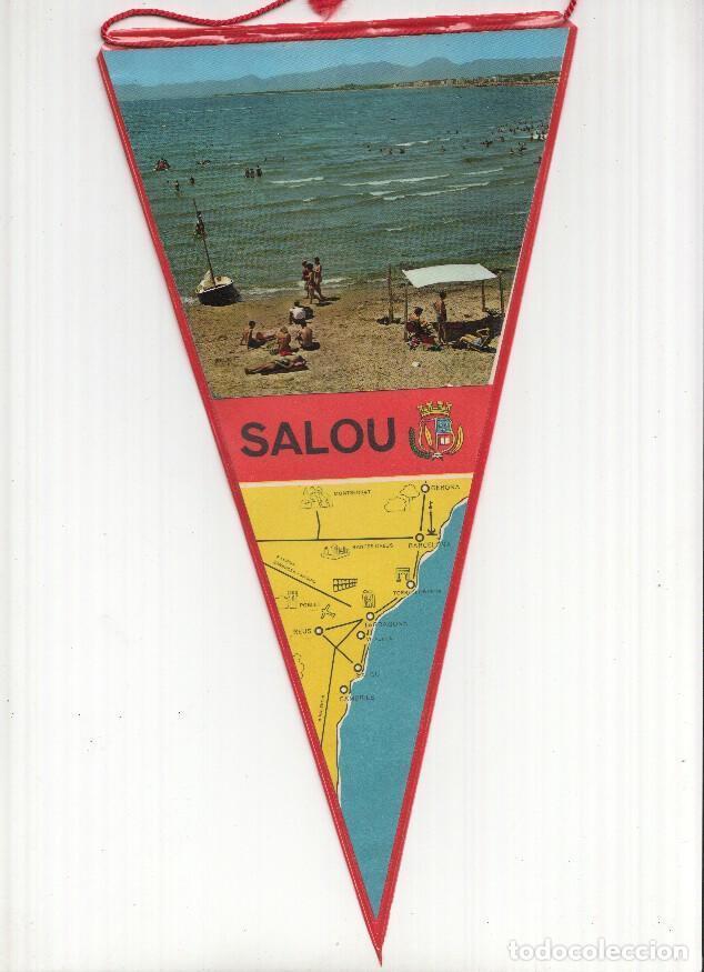Collection pennants: BANDERIN: SALOU - Imagen de la playa de Salou y mapa en parte inferior - Varios