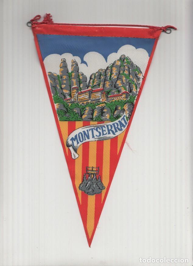 Bandierine di collezione: Banderin: MONTSERRAT, Barcelona - Ilustracion de la Abadia desde abajo, con Nombre en letras Azules
