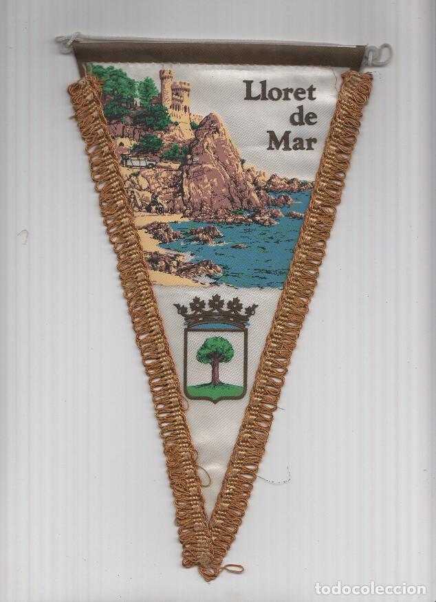 Bandierine di collezione: Banderin: LLORET DE MAR, Girona- Ilustracion del Castillo de Lloret desde la costa y escudo de la lo