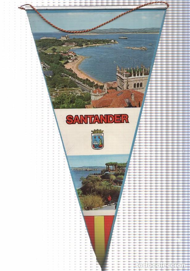 Bandierine di collezione: BANDERIN: SANTANDER - Imagen aerea de la Ciudad de Santander. Ilustracion de Mapa en trasera - VARIO