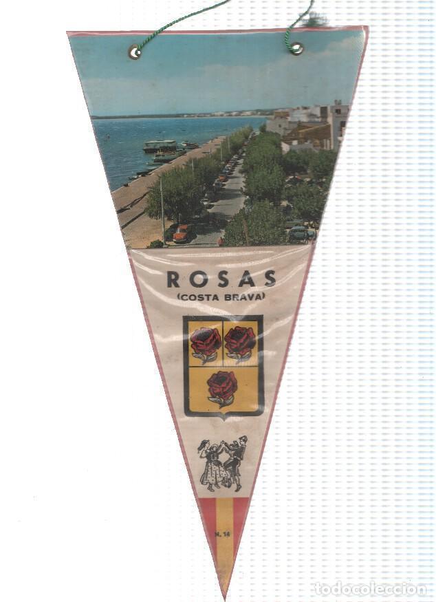 Bandierine di collezione: BANDERIN: ROSAS (Girona) - Vista aerea del paseo maritimo de Rosas y escudo de la localidad - VARIOS