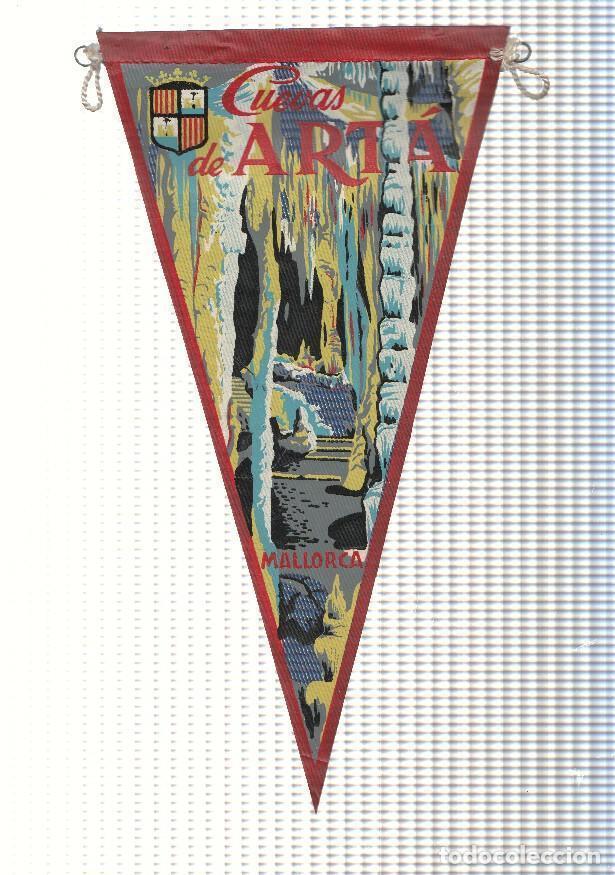 Bandierine di collezione: BANDERIN: CANYAMEL, Mallorca - Ilustracion interior de las Cuevas de Arta y escudo de las Baleares -