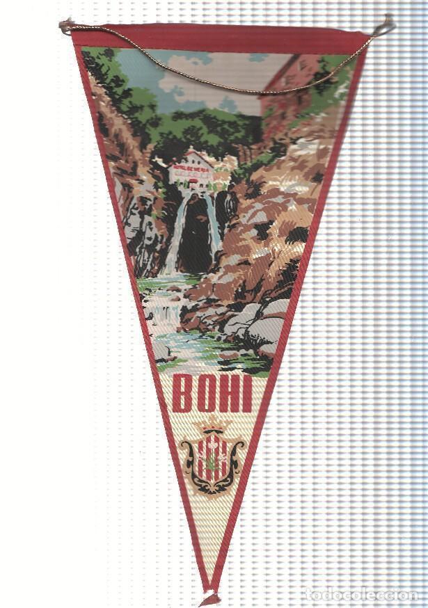 Bandierine di collezione: BANDERIN: BOHI, Lleida - Ilustracion del Hotel Beneria junto a salto de agua y escudo de la localida