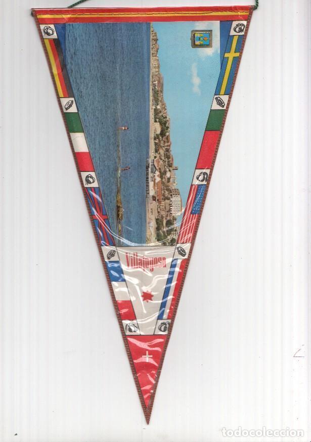 Bandierine di collezione: BANDERIN: VILLAJOYOSA, Alicante - Imagen de la playa de Villajoyosa y dos pescadores con ca&ntilde;a - VARI