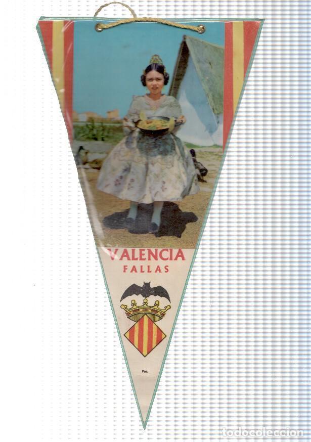 Bandierine di collezione: BANDERIN: VALENCIA FALLAS - Ni&ntilde;a con traje de Fallera sujetando una paella y escudo de la localidad