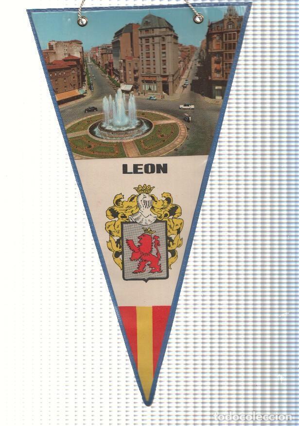 Galhardetes de cole&ccedil;&atilde;o: BANDERIN: LEON, Castilla Leon - Imagen de la Fuente de la Rotonda del Espolon en Leon y escudo de la