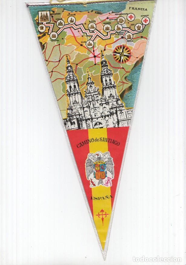 Collection pennants: BANDERIN: SANTIAGO DE COMPOSTELA - Mapa del Camino de Santiago desde Somport y Roncesvalles - VARIOS