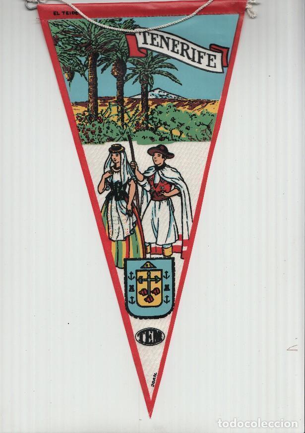 Sammlung von Wimpeln: BANDERIN: TEM TENERIFE - Ilustracion de EL TEIDE, Trajes tipicos y escudo de la localidad - JOAN
