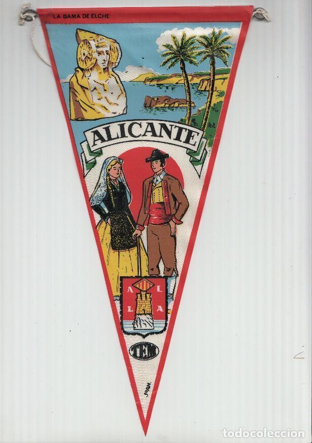 Sammlung von Wimpeln: BANDERIN: TEM ALICANTE - Ilustracion de la DAMA DE ELCHE, Trajes tipicos y escudo de la localidad -