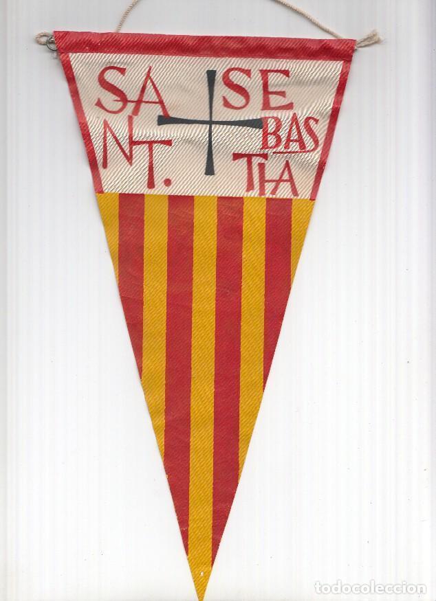 Sammlung von Wimpeln: BANDERIN: SANT SEBASTIA - Ilustracion de Senyera Catalana y Creu de Sant Sebastia - VARIOS