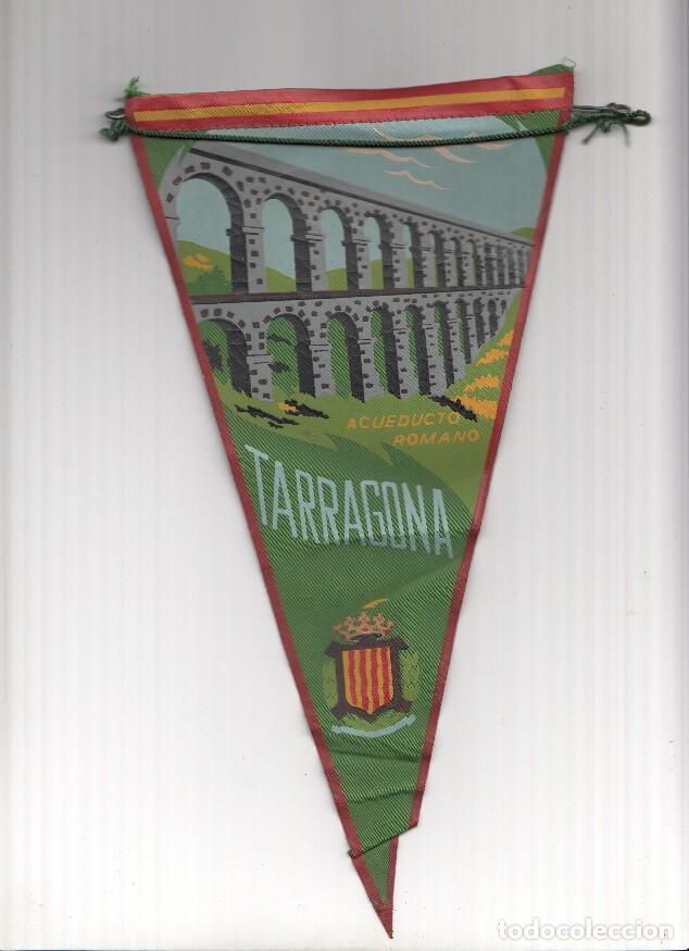 Collection pennants: BANDERIN: TARRAGONA - Ilustracion del acueducto romano (VERDE) de Tarragona y escudo de la localidad