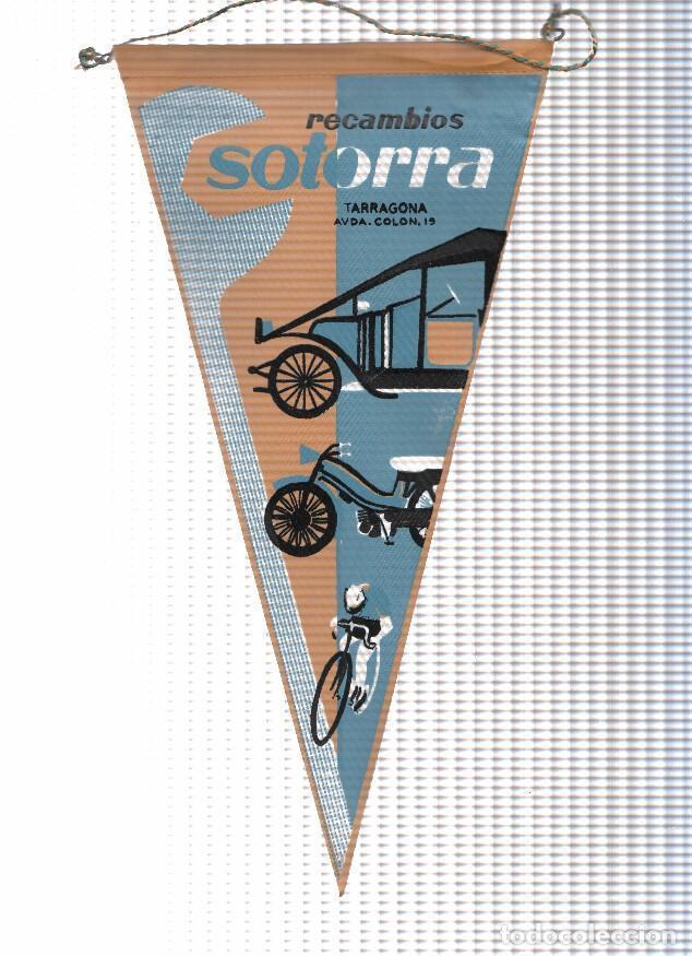 Collection pennants: BANDERIN: RECAMBIOS SOTORRA - Ilustracion de Coche, Moto y Bicileta de Taller de Recambios de Tarrag