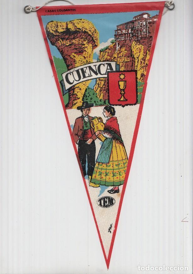 Collection pennants: BANDERIN: TEM CUENCA - Ilustracion de las CASAS COLGANTES, Trajes tipicos y escudo de la localidad -